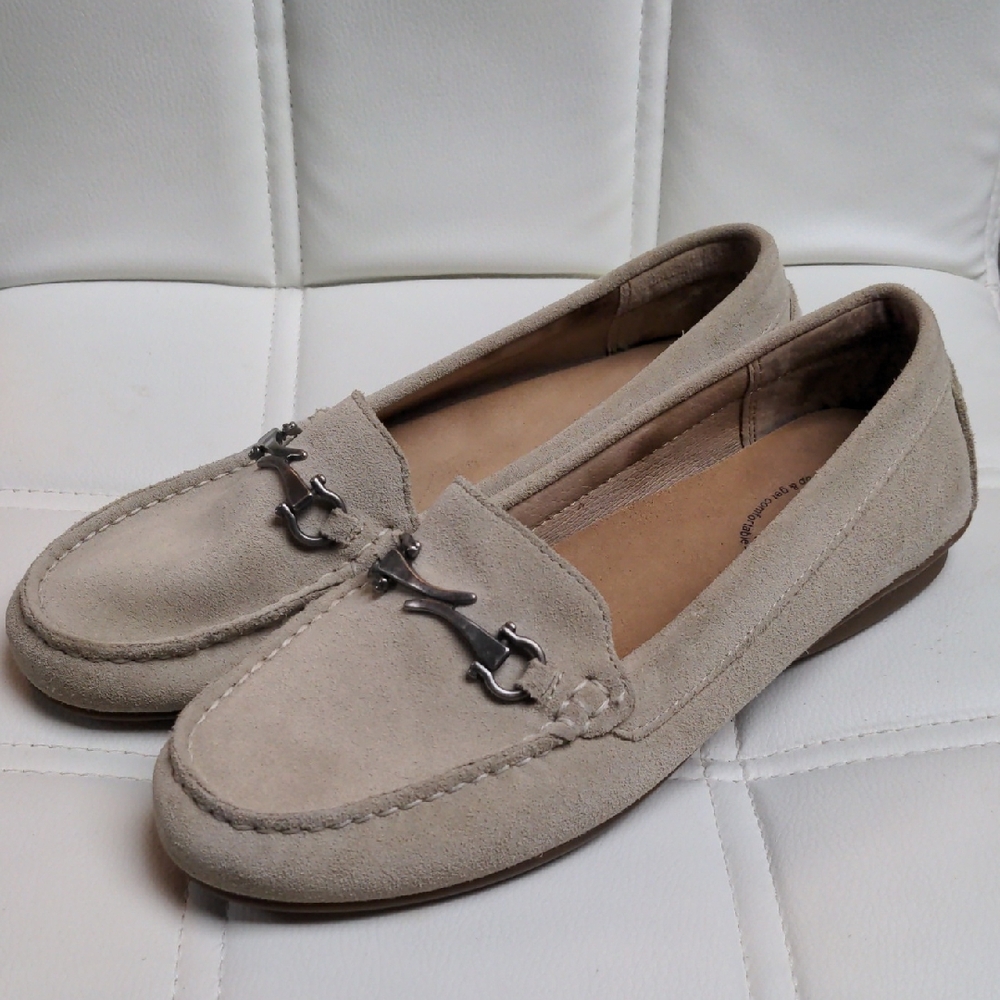 Taos Bit Moc Tan Suede Driving Moccasins Slip On Comfort Size 7